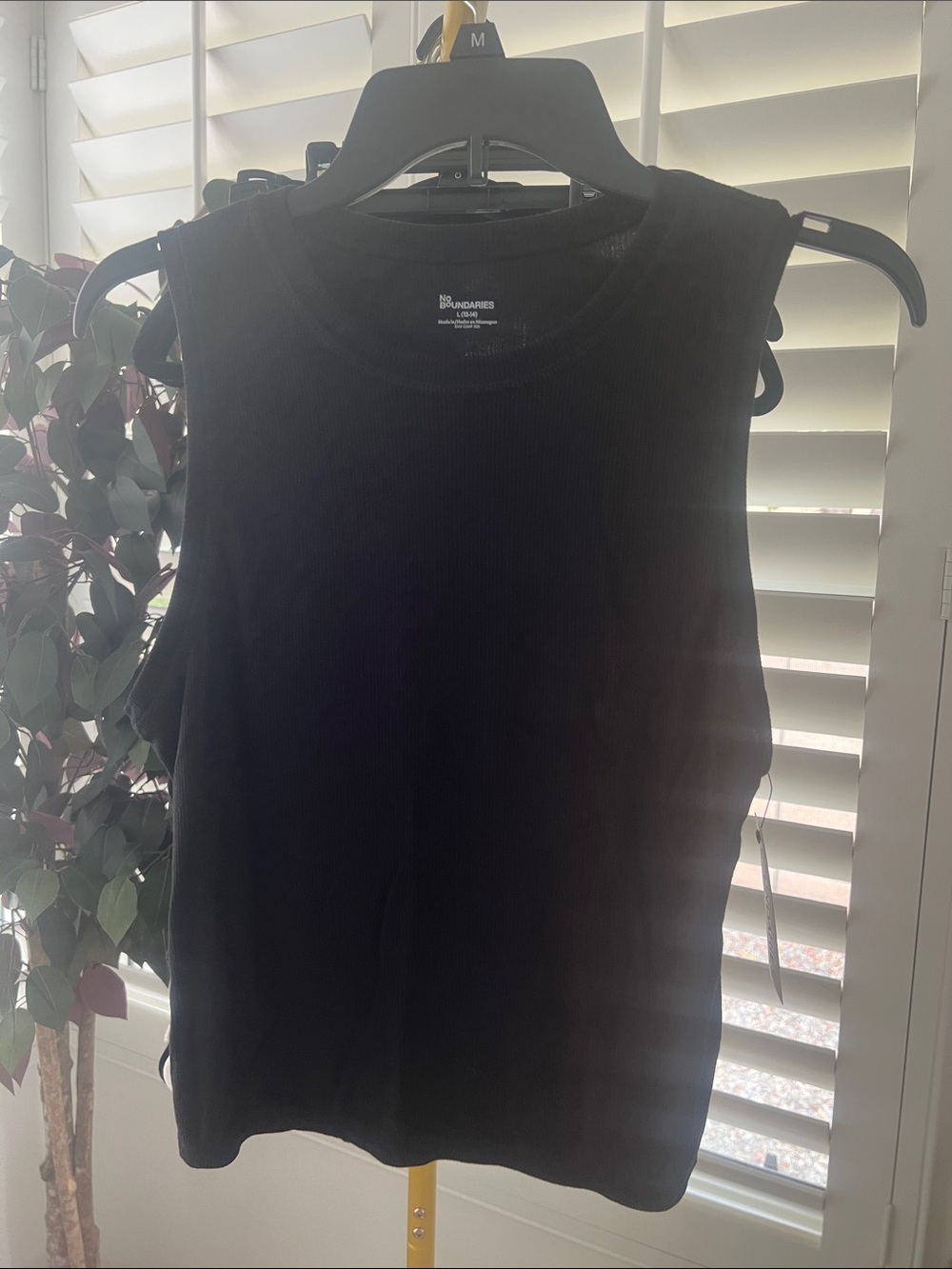 Girls Size L 12-14 Blank NYC Black Ribbed Muscle Tank